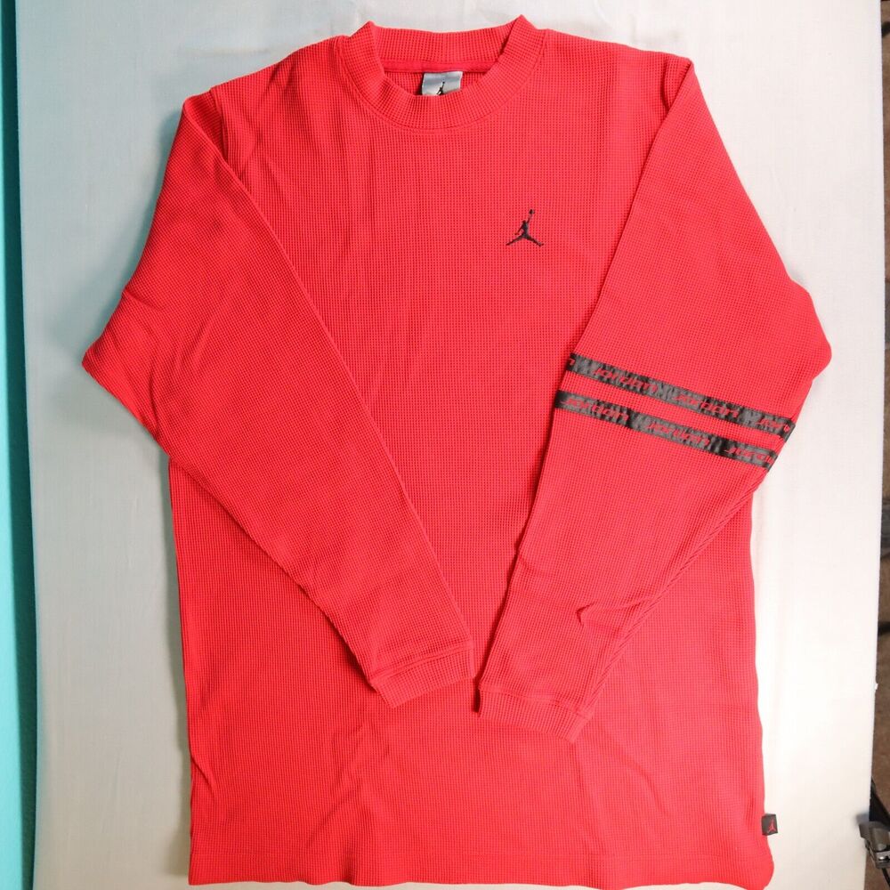 Nike Jordan Men's Thermal Weave Long Sleeve Pull Over Shirt Red Size M